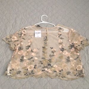 Sheer embroidered crop top